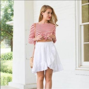 J. Crew White Linen Ruffle Skirt